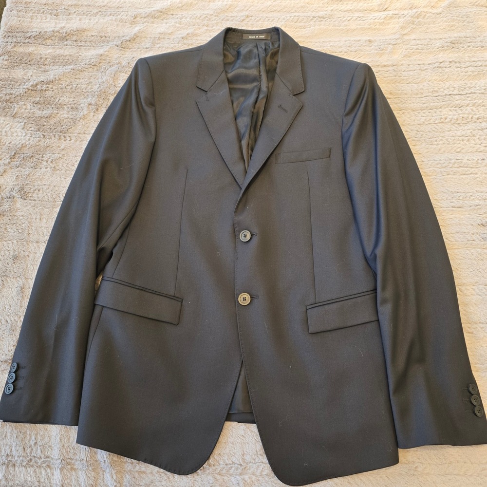 Emporio‎ Armani Mens Black Virgin Wool 2 Button Blazer Jacket Made in Italy 52 R